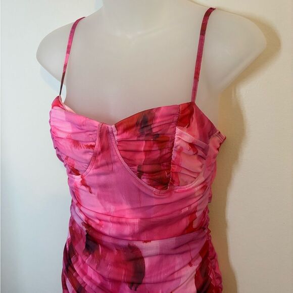 SHEIN Pink Ruched Cami Mini Dress Size Medium - Picture 4 of 6